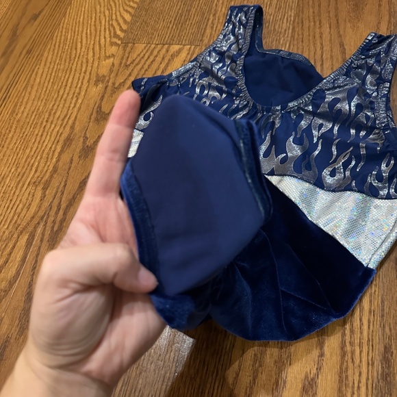 Unbranded Y2K 2000s Blue Flames Velvet Gymnastics Leotard Size Adult Medium - Picture 3 of 3
